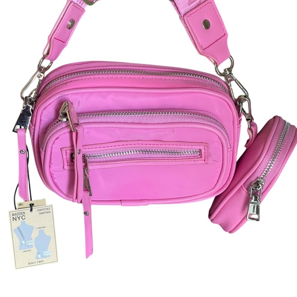New! Steve Madden NYC Nylon
Crossbody Convertible Bag, Hot Pink - Picture 11 of 13